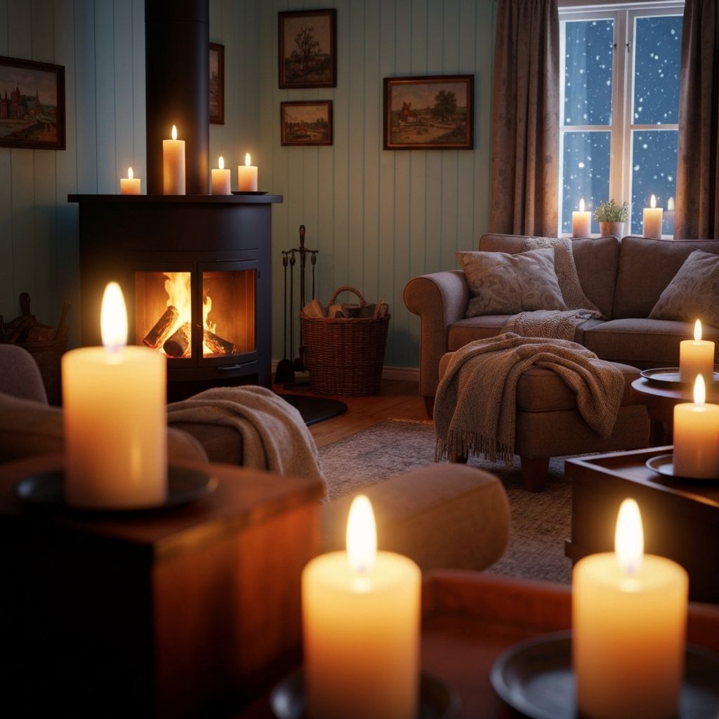A cozy Norwegian evening at home with candles